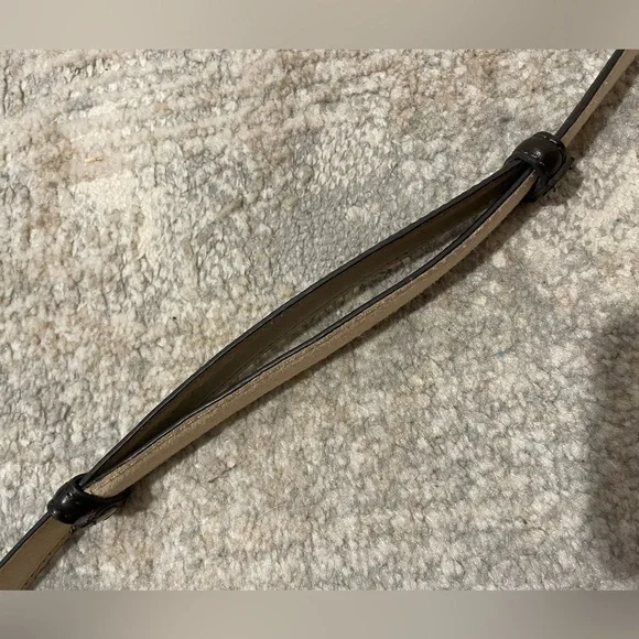 Chicos Vintage Belt M/L Brown Genuine Leather Beaten Gold Buckle Adjustable Rare - Picture 6 of 7